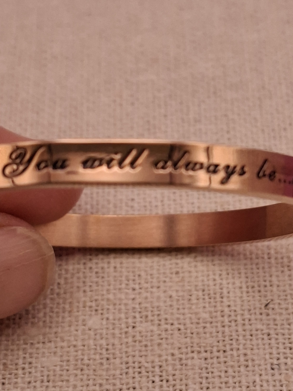 Inspirational Rose Gold Tone Bangle Bracelet "Sister Of My Soul"